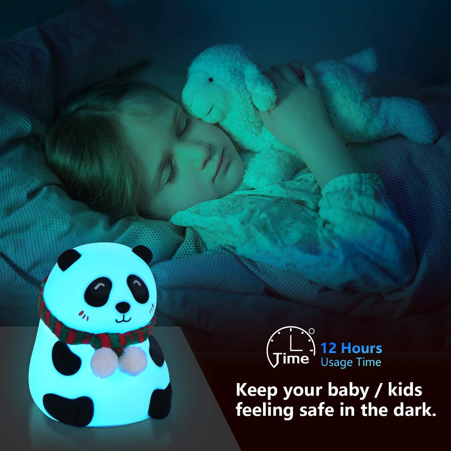 Cute Nursery Decor Silicone Panda Bear Night Light for Bedroom with 7 Color Change LED Lamp