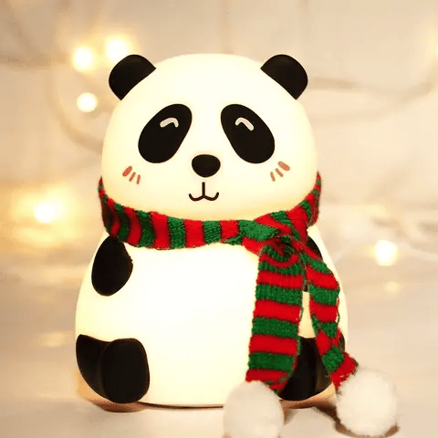 Cute Nursery Decor Silicone Panda Bear Night Light for Bedroom with 7 Color Change LED Lamp