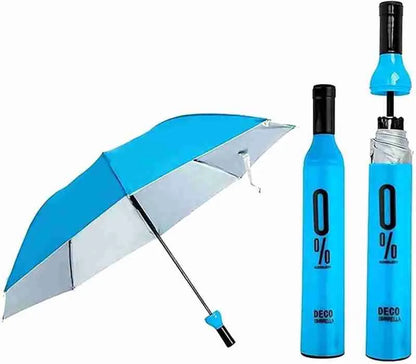 Wine Bottle Folding Umbrella With Bottle Cover (Assorted Design)