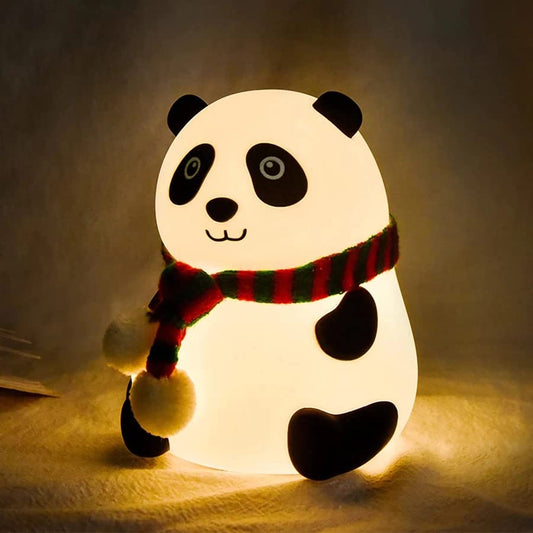 Cute Nursery Decor Silicone Panda Bear Night Light for Bedroom with 7 Color Change LED Lamp