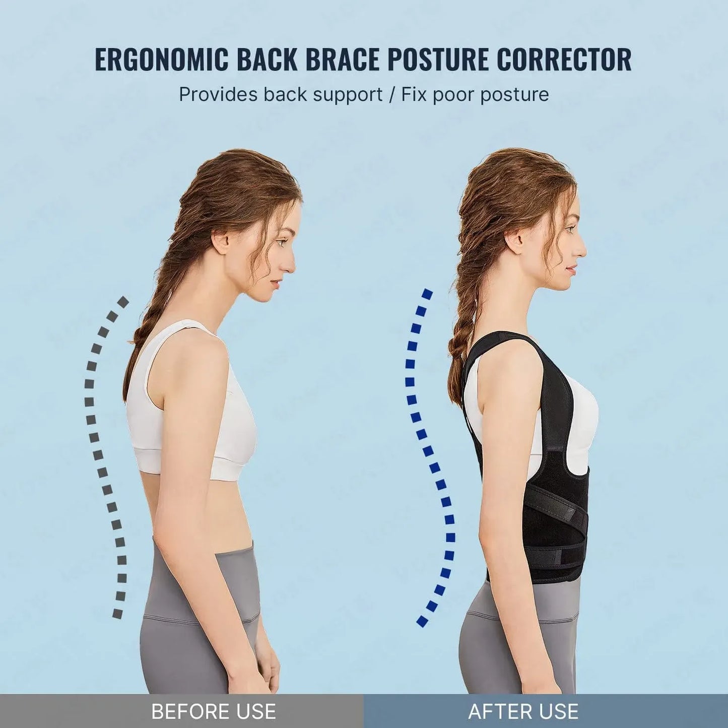Posture Corrector Belt for Men & Women, Adjustable Shoulder Support for Back & Spine Alignment (Color as Available)