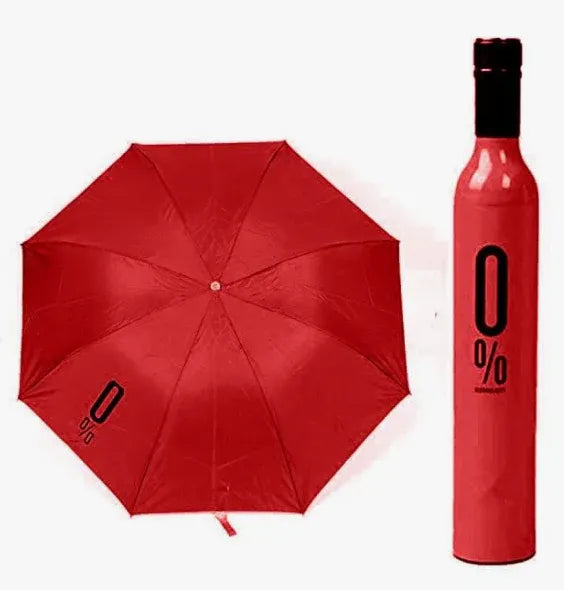 Wine Bottle Folding Umbrella With Bottle Cover (Assorted Design)