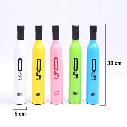 Wine Bottle Folding Umbrella With Bottle Cover (Assorted Design)